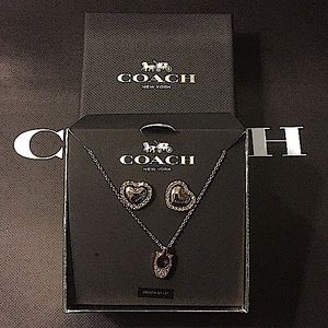 COACH - HEART EARRINGS & “C” NECKLACE (NWT)